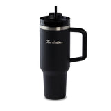 Tim Hortons 40oz Black Stainless Steel Tumbler with Handle and Straw