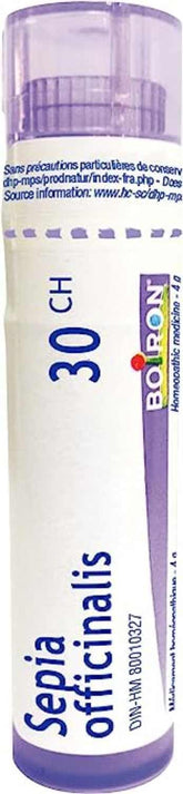 Boiron Sepia officinalis 30ch,Homeopathic medicine. Each tube contains 4 g (approximately 80 pellets)
