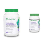 Organika Magnesium L-Threonate- High Absorption to Boost Magnesium Levels- 90vcaps & Magnesium Bisglycinate - 200mg, High Absorption, Muscle Recovery, Heart Support, 120vcaps