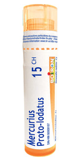 Boiron Mercurius proto-iodatus 15ch,Homeopathic medicine. Each tube contains 4 g (approximately 80 pellets)