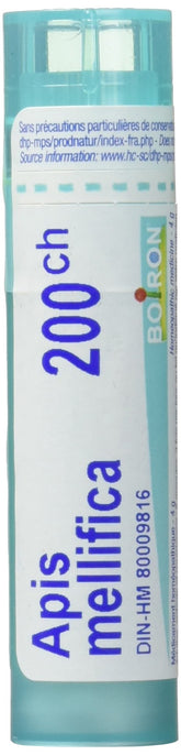 Boiron Apis mellifica 200ch,Homeopathic medicine. Each tube contains 4 g (approximately 80 pellets)
