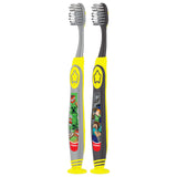 Colgate Kids Full Size Toothbrush (2 Pack) with Extra Soft Bristles, Cheek and Tongue Scraper, Minecraft Design, Suction Cup Base - Gentle for Children, Kids Toothbrush for Oral Care