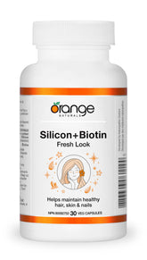 Orange Naturals - Silicon + Biotin Fresh Look 30 Capsules 30-Day Supply - Enhanced Formula for Vibrant Appearance, Hair & Nail Strength, Essential Silica & Biotin Complex, Vegan, Non-GMO & Gluten-Free