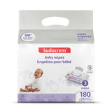 Sudocrem Pure Water Wipes 180 Count - Unscented, Hypoallergenic, Plant-Based Baby Wipes, 99% Water - Extra Strong and Ultra Soft (3 Packs of 60)