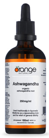 Orange Naturals - Ashwagandha Tincture Organic, 100ml 50-Servings - Organic Ashwagandha Liquid Drops - Memory Health, Nervous System and Sleep Aid