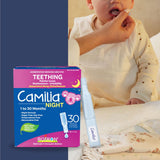 NEW Boiron Camilia Night 30 unit-doses. Homeopathic medicine used to relieve pain, restlessness, irritability due to teething, and associated sleep disturbances. From 1 to 30 months.