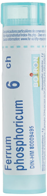 Boiron Ferrum phosphoricum 6ch,Homeopathic medicine. Each tube contains 4 g (approximately 80 pellets)