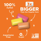PUR Jumbo Gum | Aspartame Free Chewing Gum | 100% Xylitol | Natural Strawberry, Banana, Orange Flavour, 20 Pieces (Pack of 3)