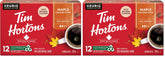 Tim Hortons Maple Coffee, Single Serve Keurig K-Cup Pods, Flavoured Medium Roast, 12 Count (Pack of 2)