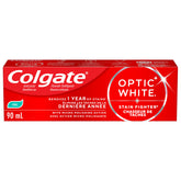 Colgate Optic White Stain Fighter Stain Removal Toothpaste, Fresh Mint Gel, 90 mL