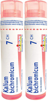 Boiron Kalium bichromicum 7ch,Homeopathic medicine. Each tube contains 4 g (approximately 80 pellets) (Pack of 2)
