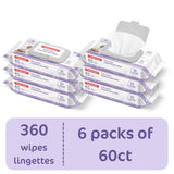 Sudocrem Pure Water Wipes 360 Count - Unscented, Hypoallergenic, Plant-Based Baby Wipes, 99% Water - Extra Strong and Ultra Soft (6 Packs of 60)