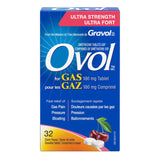 Ovol Extra Strength, Cherry Flavour Chewable Tablets, Gas Pain, Pressure, and Bloating Relief, 180mg, 32 Count