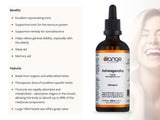 Orange Naturals - Ashwagandha Tincture Organic, 100ml 50-Servings - Organic Ashwagandha Liquid Drops - Memory Health, Nervous System and Sleep Aid