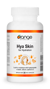 Orange Naturals Hya Skin for Hydration, 30 Veg Capsules, With Biotin, Hyaluronate & Silicon, Nourish Hair, Skin & Nails, Support Hydration & Collagen Formation, Free from Dairy, Gluten, GMO