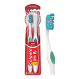 Colgate Full Size Toothbrush 360 Optic White (2 Pack) with Soft Spiral Bristles Toothbrush - with Cheek & Tongue Scraper for gently removing bacteria and White Cups for Whitening