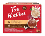 Tim Hortons Variety Mix, Hot Chocolate & French Vanilla Cappuccino Packets/Sachets, 24 Count