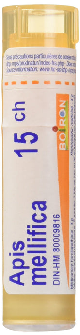Boiron Apis mellifica 15ch,Homeopathic medicine. Each tube contains 4 g (approximately 80 pellets)