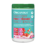 Organika All-in-One Strawberry Shortcake Protein Powder with 20g Protein,15 Vitamins & Minerals from Real Fruits & Veggies,5 Billion CFU Probiotics,4g Prebiotic Fiber, Digestive Enzymes,1g Sugar- 640g