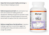 Orange Naturals Kids Zinc + Vitamin C, 90 Chewable Tablets, 90-Day Supply with 12mg Zinc & 100mg Vitamin C, Helps Build Immunity, Strong Bones and Teeth - Support Overall Wellness
