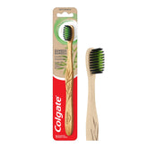 Colgate Bamboo Charcoal Full Size Toothbrush (1 Pack)- BPA Free, Floss-Tip, Charcoal Infused, Soft Bristle Toothbrush for Adults & Kids, Premium Eco-Friendly Oral Care