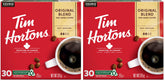 Tim Hortons Original Blend Coffee, Single Serve K-Cup Pods, Medium Roast, 30ct Pack (Pack of 2)