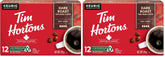 Tim Hortons Premium Dark Coffee, Recyclable Single Serve Keurig K-Cup Pods, Dark Roast, 12 Count (Pack of 2)