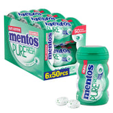 Mentos Pure Fresh, Spearmint Sugar-free Gum - Pack of 6 Bottles (300 Pieces)