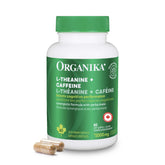 Organika Canadian-Made L-Theanine + Caffeine | Natural Yerba Mate Caffeine & L-Theanine Blend | Focus, Alertness & Calm Energy | 60 vegetarian capsules