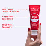Colgate Optic White Advanced Sparkling White Toothpaste with 2% Hydrogen Peroxide and Fluoride, Teeth Whitening Toothpaste, Deep-Set Stain Remover, Mint Flavour, 133 mL (Pack of 2)