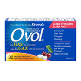 Ovol Extra Strength, Cherry Flavour Chewable Tablets, Gas Pain, Pressure, and Bloating Relief, 180mg, 32 Count