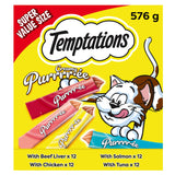 Temptations Creamy Puree Adult Lickable Cat Treats with Beef Liver, & Salmon, & Chicken & Tuna Variety Pack, 48 Pouches, 576g