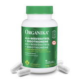 Organika Canadian-Made ALA + Resveratrol + Ergothioneine | Triple Antioxidant Formula | Cellular & Mitochondrial Support | Highly Bioavailable ALA | Vegetarian | 60 Capsules