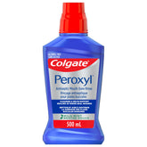 Colgate Peroxyl Antiseptic Mouthwash with 1.5% Hydrogen Peroxide, Alcohol Free Mouth Sore Rinse for Canker Sores and Minor Oral Irritations and Burns, Mild Mint, 500 mL Bottle