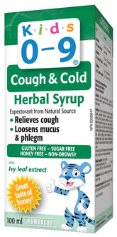 Kids 0-9 Cough & Cold Herbal Syrup 100 ml - Honey Flavour - Relieves Cough, Loosen Mucus and Phlegm with Ivy Leaf Extract - Non-Drowsy, Gluten, Honey and Sugar-Free