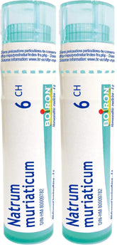 Boiron Natrum muriaticum 6ch,Homeopathic medicine. Each tube contains 4 g (approximately 80 pellets) (Pack of 2)