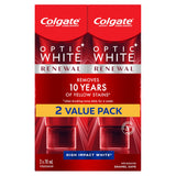 Colgate Optic White Renewal Toothpaste, 70 mL (Pack of 2), High Impact White, Contains 3% Hydrogen Peroxide, Removes 10 Years of Yellow Stains, Enamel Safe, Sugar Free, Gluten Free, & Vegan