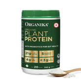 Organika Organic Plant Protein Powder Unflavoured with Prebiotics & Probiotics – 21g Protein,4g Fibre,5 Billion CFU – Supports Digestion,Energy – Low Sugar,Non-GMO– 694g