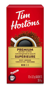 Tim Hortons Premium Instant Medium Coffee, Packets/Sachets, Medium Roast, 12 Count