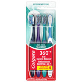 Colgate 360 Adult Toothbrush, Medium (Pack of 4), Experience Deep Clean, 4-in-1 Bacteria Removal, Multiheight Floss-Tip Bristle Design Cleans Between Teeth