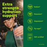 Organika Canadian-Made Electrolytes Extra-Strength Powder, NSF Certified, Lemon Lime Flavour, 1000 mg Sodium, Sugar-Free Hydration & Recovery, 180 g, 30 Servings