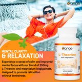 Orange Naturals - L-Theanine with Magnesium Bisglycinate 250mg, 60 Capsules 60-Day Supply - Enhanced Sleep and Relaxation Support without Drowsiness, Promotes Mental Calmness - Vegan and Non-GMO