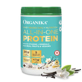 Organika All-in-One Vanilla Protein Powder with 20g Protein, 15 Vitamins & Minerals from Real Fruits & Veggies, 5 Billion CFU Probiotics, 4g Prebiotic Fiber, Digestive Enzymes, 1g Sugar - 640g