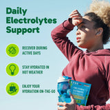 Organika Canadian-Made Electrolytes Powder with Vitamin C & Prebiotic Fibre - Sugar-Free Hydration Drink Mix - Cucumber Pear- 20 Single-Serve Sachets x 3.5g