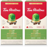 Tim Hortons Decaf Espresso Capsules, Nespresso Original Line Compatible Capsules, 10 Count (Pack of 2)
