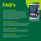 Organika Canadian-Made Electrolytes + Enhanced Collagen - Daily Hydration Powder with 5g of Collagen for Hair, Skin and Nails, 100% of Daily Vitamin C, Wildberry Flavour, 360 g, 30 Servings