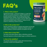 Organika Canadian-Made Electrolytes + Enhanced Collagen - Daily Hydration Powder with 5g of Collagen for Hair, Skin and Nails, 100% of Daily Vitamin C, Zesty Lemon Berry Flavour, 360 g, 30 Servings