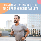 Organika Instant C, D, Zinc Effervescent Tablets - Peach Flavour- Immune Support- Single Tube x 10 Tablets