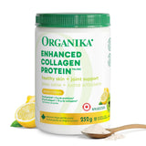 Organika Canadian-Made Enhanced Collagen Protein Powder- Lemon - For Healthy Hair, Skin, Nails, Joints - Hydrolyzed For Better Absorption – Grass-Fed, Non-GMO - 252g