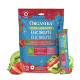 Organika Kids Electrolytes Powder Sticks - Sugar-Free Hydration + Immune support with 100% of daily Vitamin C, Minerals and Prebiotic Fibre | Strawberry Kiwi Flavour - 3.5g x 20 sachets